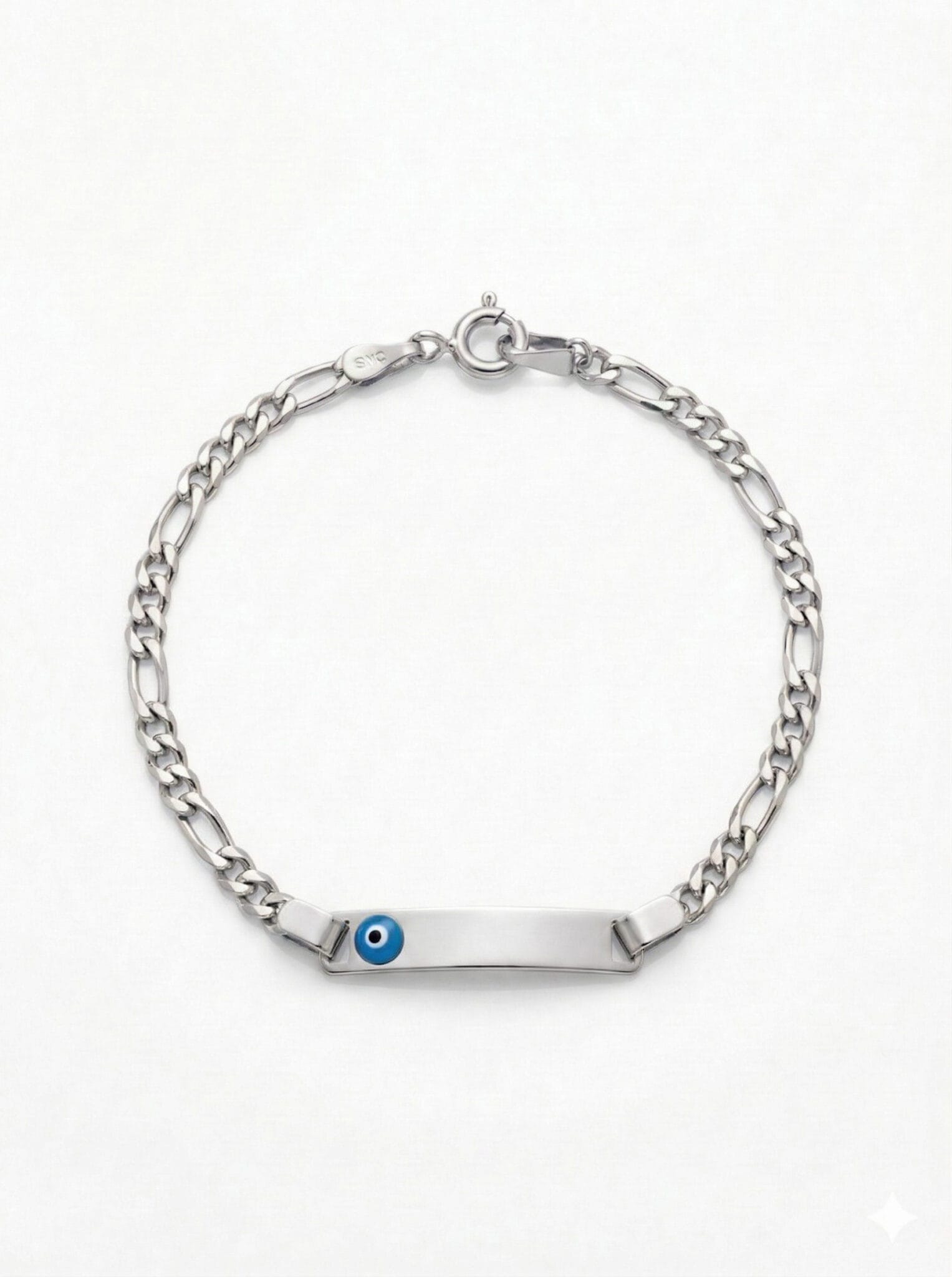 התכשיט הראשון שלי צמיד זהב 14K לתינוק תליון עין ופלטה לחריטה תמונה 3