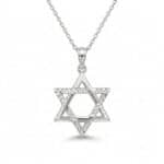 שרשרת ותליון מגן דוד מזהב 14K עם חריטות לייזר חלקי