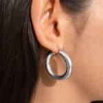 עגילי חישוק חלקים זהב 14k נפוח 3 ס״מ