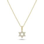 שרשרת מגן דוד מזהב 14K קלאסי משובצת אבני זירקון