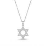 שרשרת מגן דוד מזהב 14K תליון משובץ זירקונים מלא