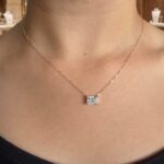 שרשרת עם תליון זהב 14K - זרקון מלבני 7*5 ממ