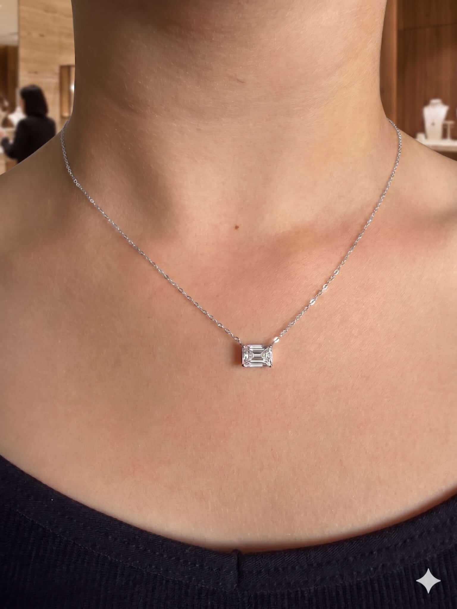 שרשרת עם תליון זהב 14K – זרקון מלבני 7*5 ממ